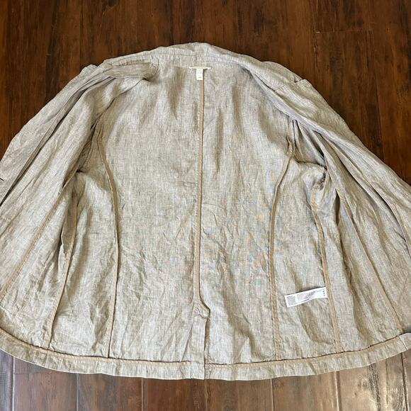 EILEEN FISHER Linen Blazer Jacket Taupe Organic Lightweight Minimalist - Picture 8 of 12